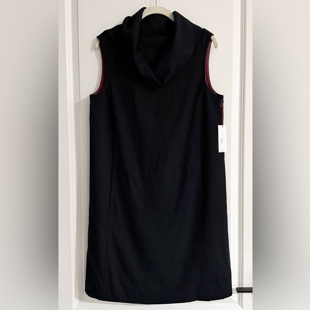 Ryan Roberts NWT Black Wool Blend Hooded Shift Dress S